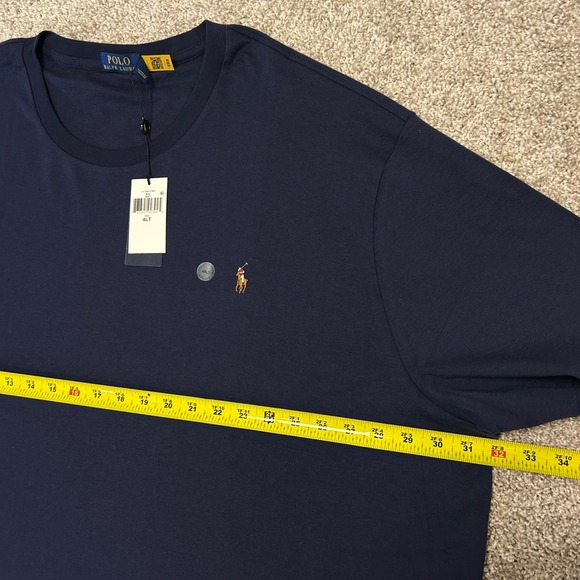 NWT Polo Ralph Lauren Soft Cotton Crewneck Tshirt Men Size 4XLT Navy Blue Pony - Picture 3 of 7